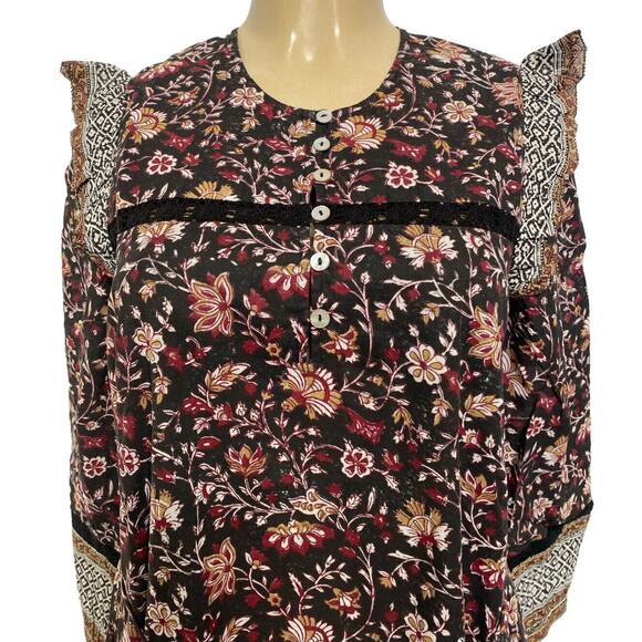 NWT Cleobella Lotus Midi Dress Lolita Block Print Long Sleeve Cotton Lin… - Picture 5 of 8